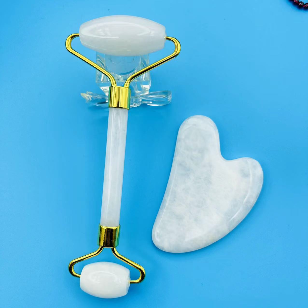 SOURCE manufacturer jade roller massager powder Crystal roller Jade beauty container jade roller thumb suit