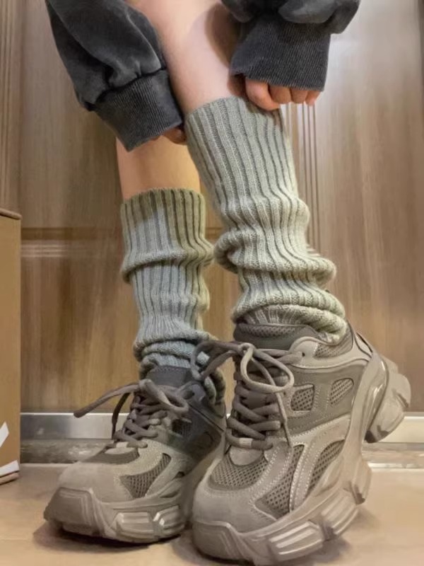 Lolita knitted pile socks Japanese lengthened jk calf socks modified leg socks leg cover slimming leg cover