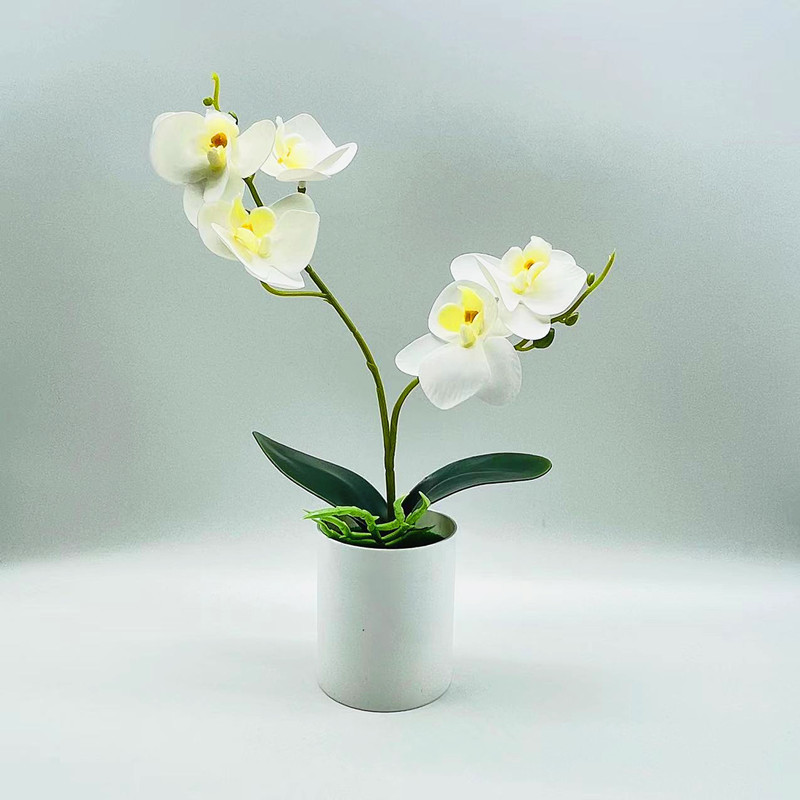 Simulation Potted Plant Simulation Phalaenopsis 3D Printing Film Two Forks Five Flowers Phalaenopsis Bonsai Artificial Artificial Flower Potted Plant