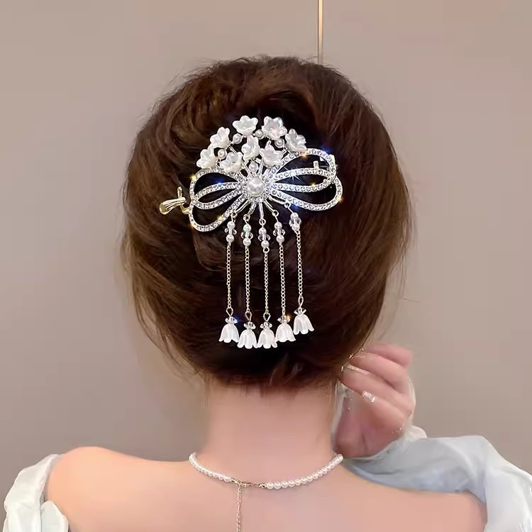 ファッショナブルな花のヘアクリップバレッタヘアアクセサリー女性のヘアピンエレガントなデザインの女性のヘアグリップファッションジュエリー|undefined