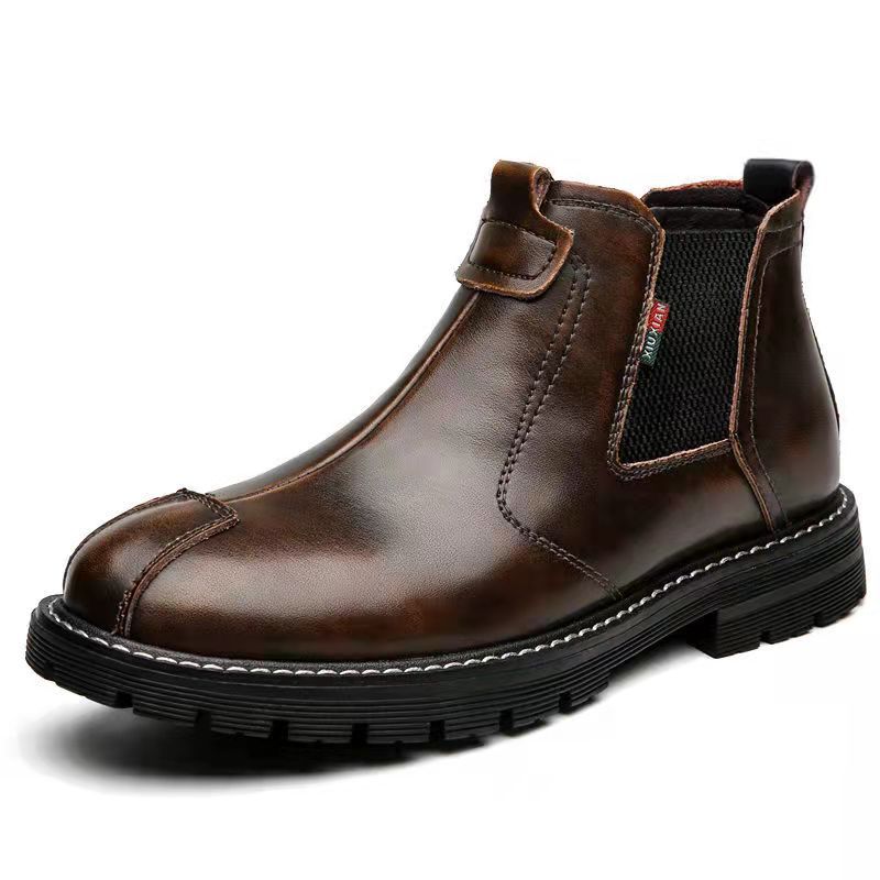 Martin Boots Men's Autumn and Winter New Arrival Men's Shoes Korean Style Fashionable All-Match Zipper Shoes Fleece-Lined Short Boots British Mid-Top Boots