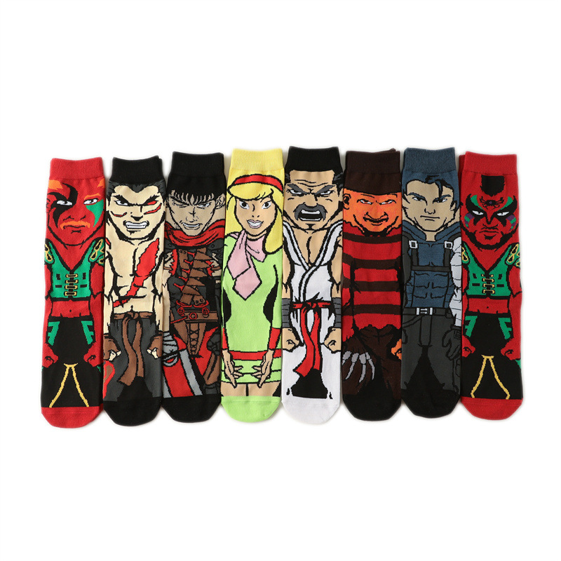 New Male Clown Cartoon Men's Socks Cross-border Source Female Cartoon Socks Personality Trend Skate Socks Factory Socks