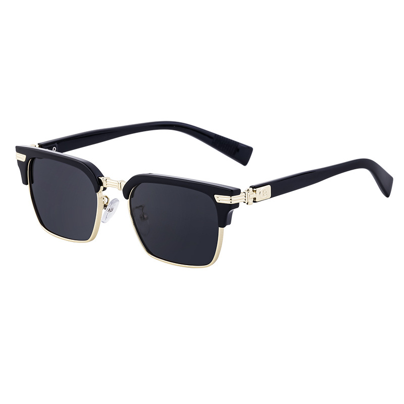 2023 new retro square sunglasses men's eyebrow frame UV-proof sunglasses men's shades