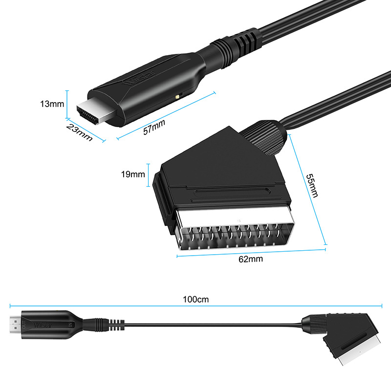 2022 new style SCART to HDMI cable length 1 meter directly connected to convenient conversion line