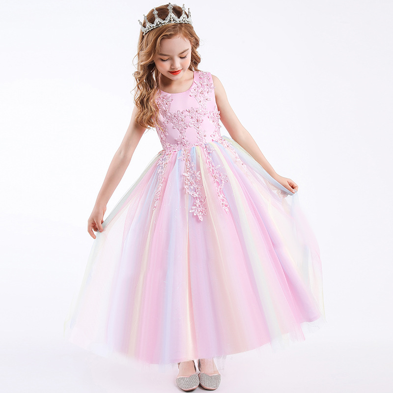 Calissa CARISA girls dress sleeveless mesh performance host princess dress cross-border a generation of hair