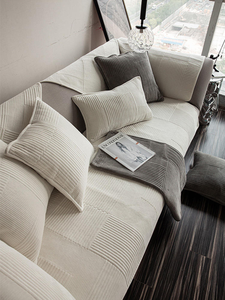Nordic ins Milk White Fashion Sofa Cushion Non-Slip Sofa Cover Cover Towel Autumn and Winter Four Seasons Combination Sofa Cushion