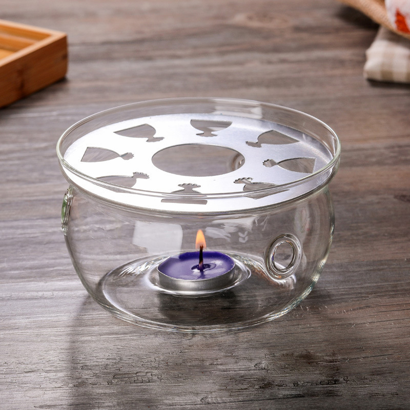 Heat-resistant glass tea set round heating base tea warmer tea warmer glass insulation base for candles wholesale