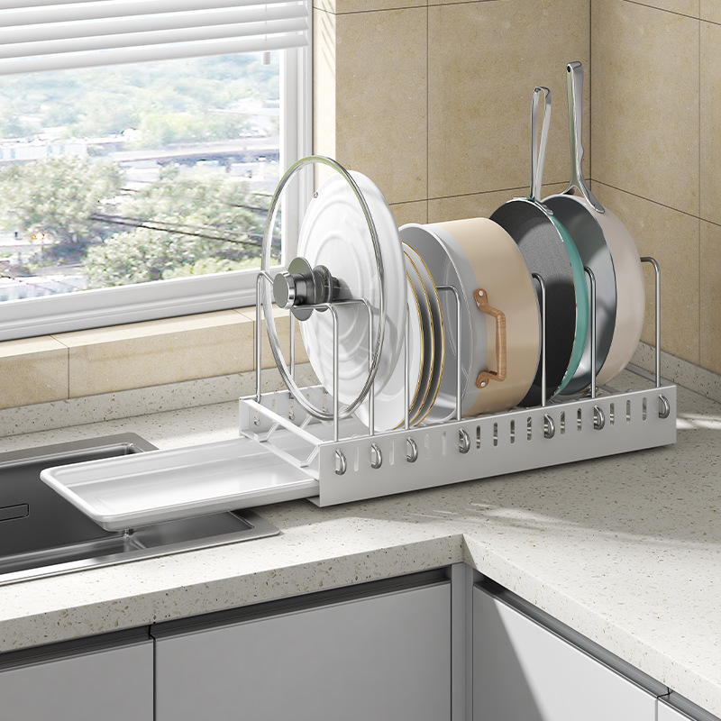 Kitchen Pot Storage Rack Cabinet Inner Pot Cover Rack Lower Sink Pull-out Pot Rack Chopping Board Partition Rack