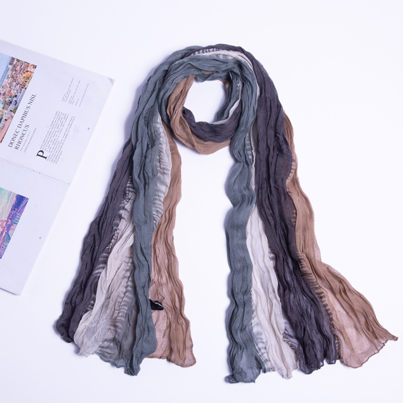 Spring 2022 spot foreign trade Bali yarn printed scarf color matching color imitation hand-painted tie-dyed twist crinkle scarf