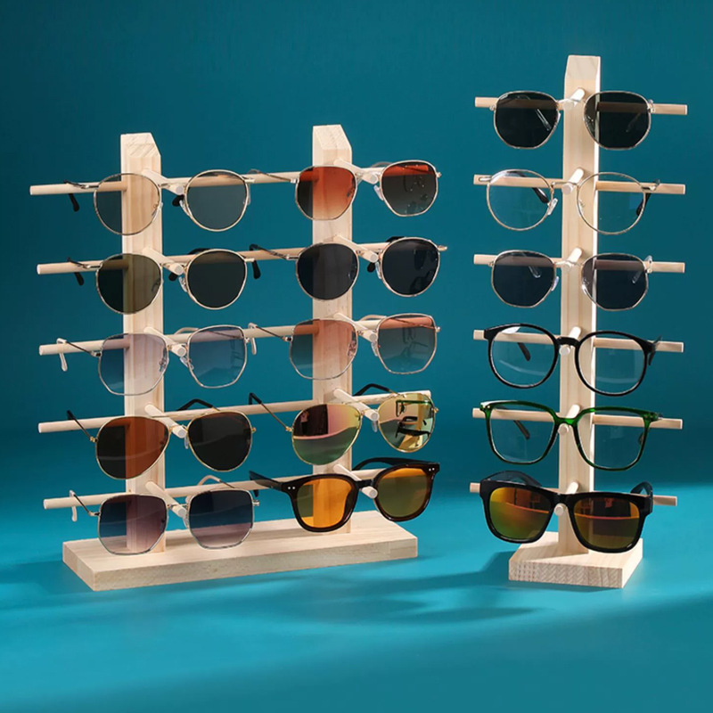 New Solid Wood Glasses Display Rack Removable Jewelry Storage Shelf Sunglasses Sunglasses Proximity Mirror Display Props