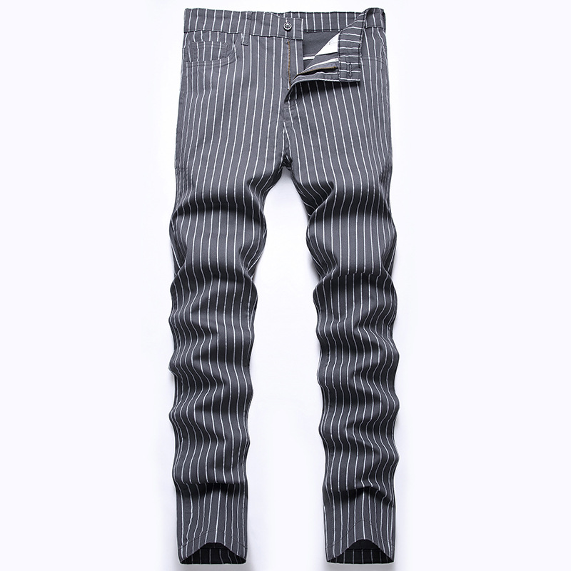 2022 new casual pants men's European and American stretch dress pants cross-border large size plaid pants straight vertical cotton pants