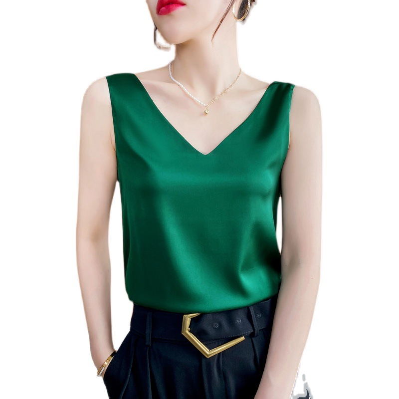 Summer Camisole Women's Inner Matching Suit Satin Silk Sleeveless Top Ice Silk Base Mulberry Silk Outer Wear