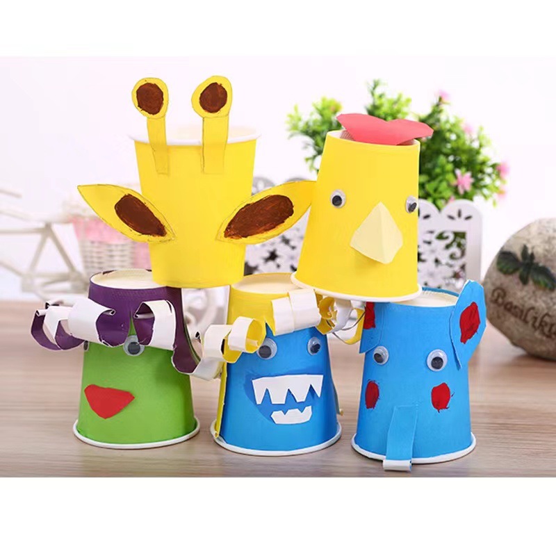 Color Paper Cup Handmade diy Kindergarten Huanchuang District Children's Early Education Disposable Pure Red Orange Yellow Green Paper Cup