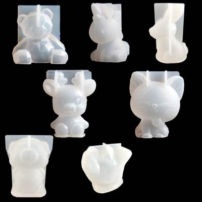 7 crystal drop solid mold geometric bear unicorn silicone mold