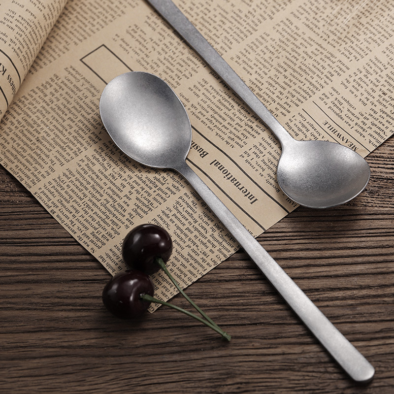 Factory direct supply retro 304 stainless steel chopsticks old square non-slip chopsticks spoon fork suit commercial South Korea tableware
