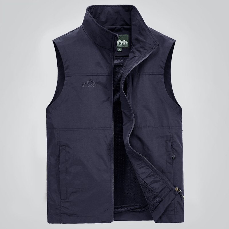 Spring and summer new men's work vest printed logo multi-pocket fishing advertising vest men's work vest