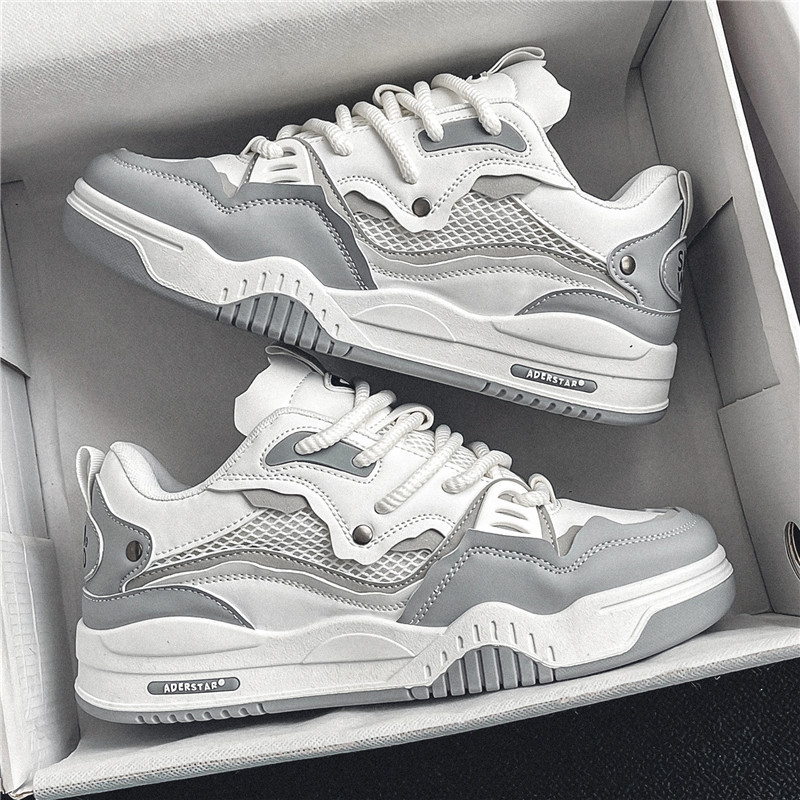 Cross-Border fashion shoes 2024 spring new Hong Kong style retro casual shoes Sports Board shoes fashion bread shoes breathable Men's shoes