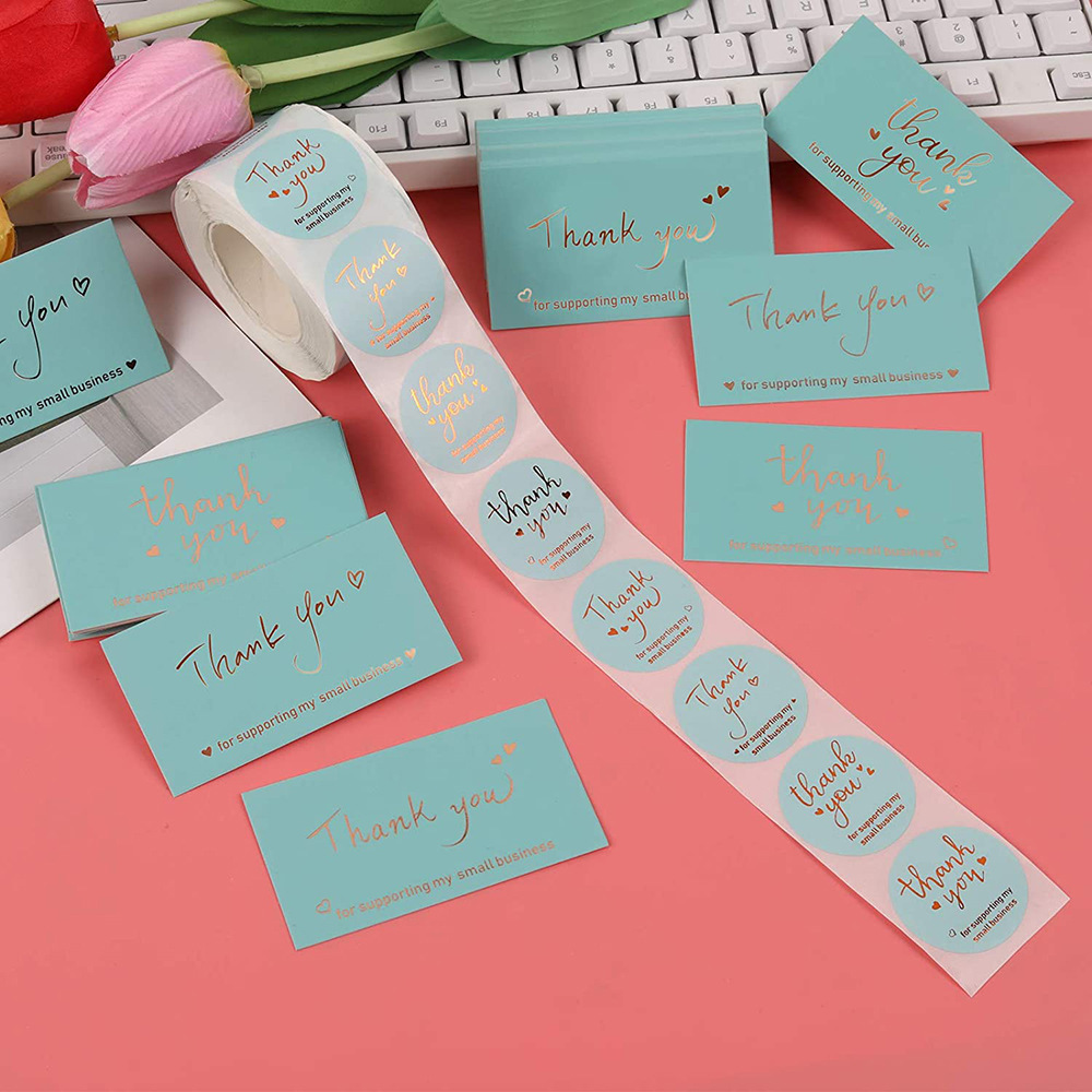 500/roll 3.8cm roll green gilding thank you buy commercial decorative adhesive sticker label card