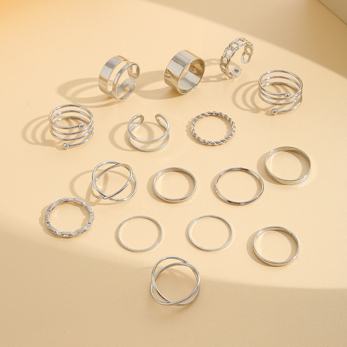 new multi-joint ring suit ring simple retro tail ring 16 pieces suit combination joint ring_voghion.com