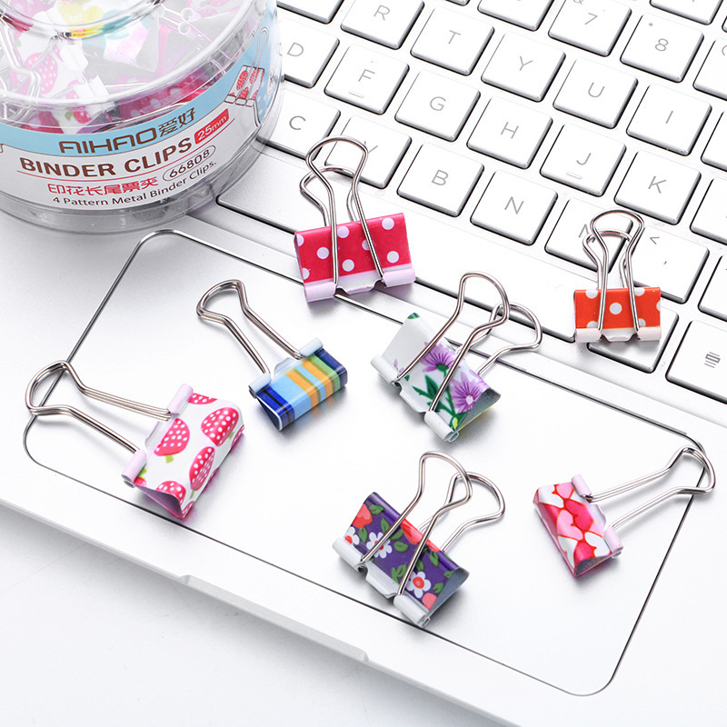 Direct selling sweet small fresh printing long tail ticket clip literature and art retro file small clip examination paper finishing clip 24 pack