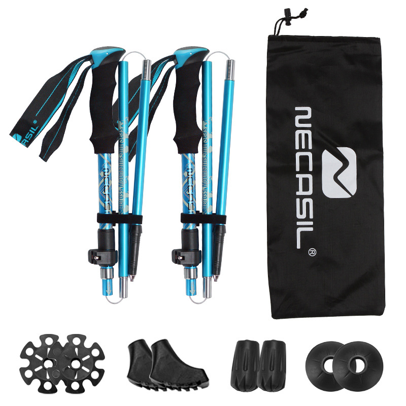 Outdoor Climber Stick Foldable Telescopic Stick Multifunctional Crutch Travel Stick Aluminum Alloy N82 Set