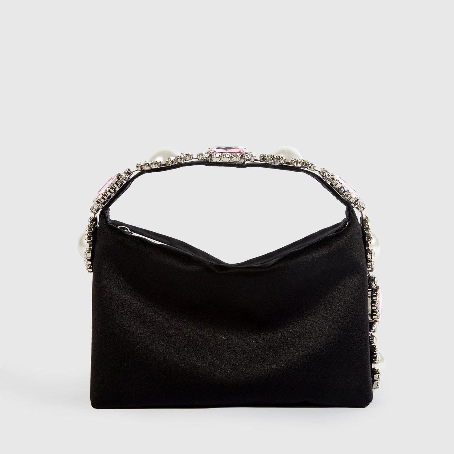 Red Riding Book Internet Celebrity Same Style Clutch Bag with Diamond and Pearl Satin Lunch Box Bag Summer Small Bag Evening Bag Handbag for Women