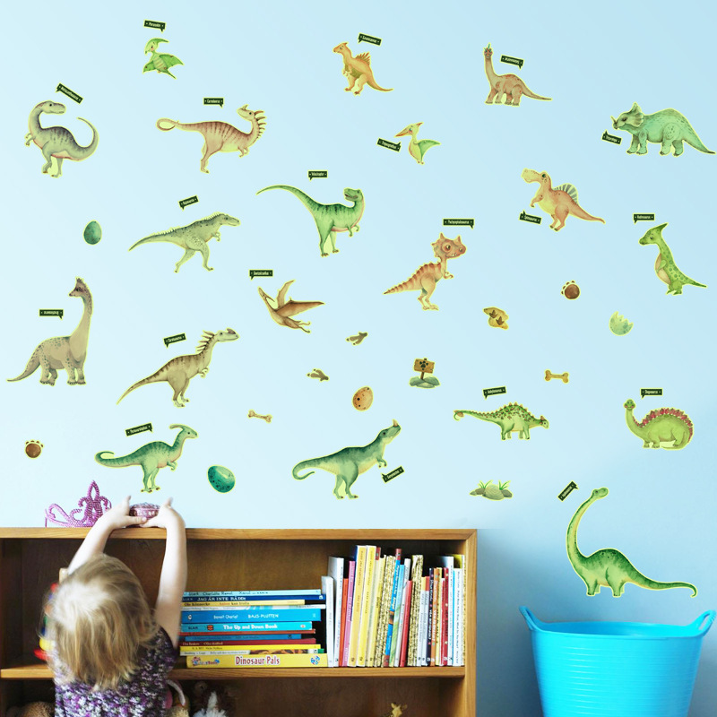 YG201 Luminous Dinosaur Wall Stickers Cartoon Animals Dinosaur Egg Fluorescent Stickers Foreign Trade Hot Selling Children's Room Decorative Stickers