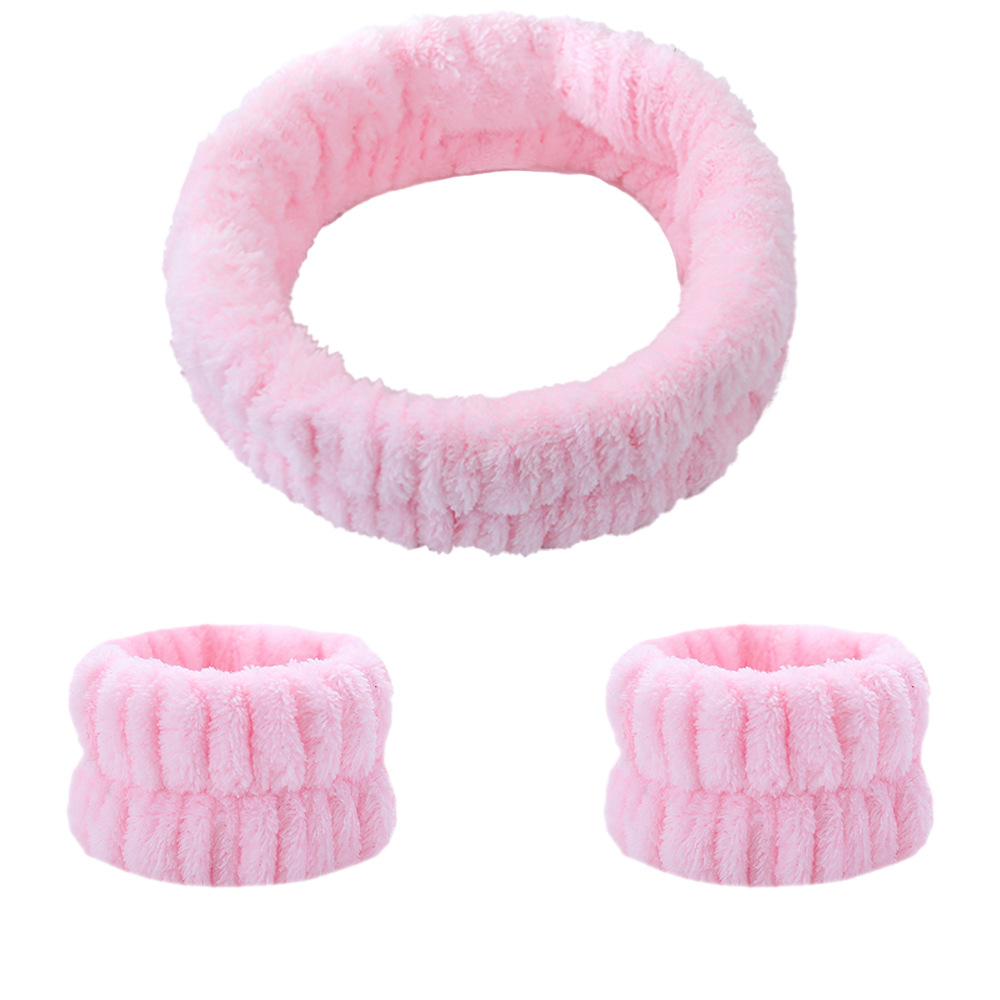 Cross-border new fashion women's hair band cute solid color plush face wash hair band home makeup hair band wrist strap