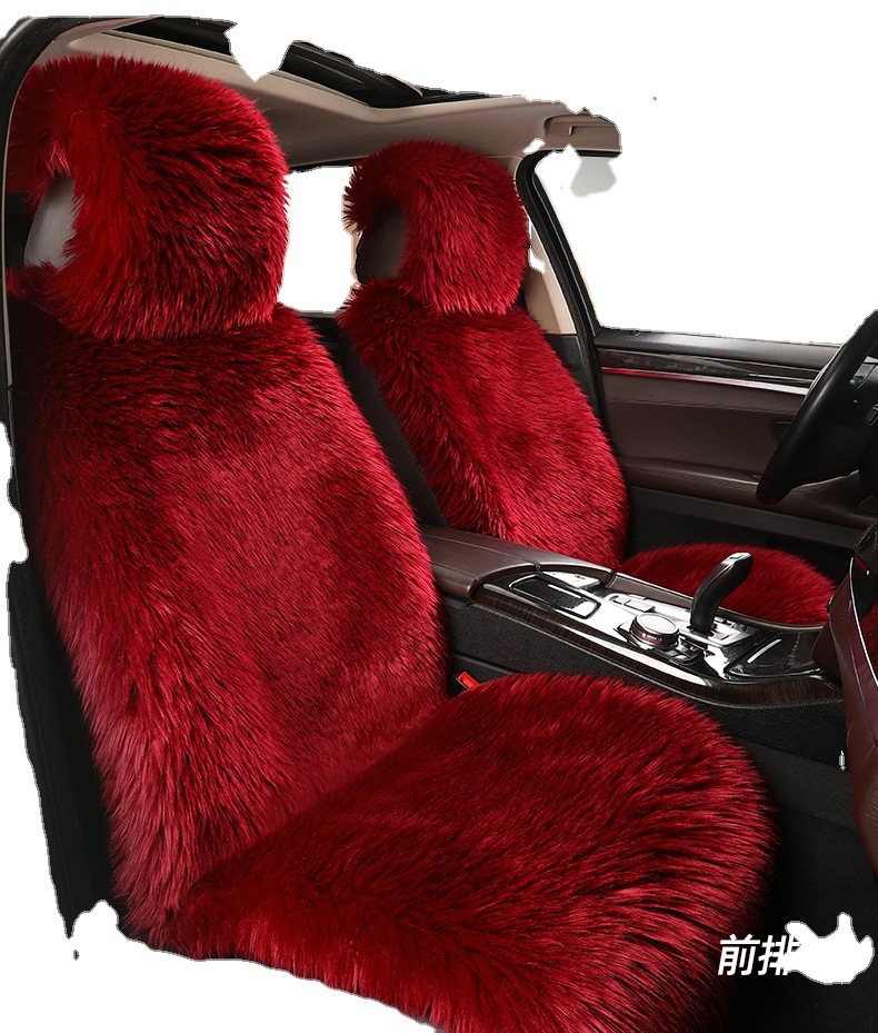Car seat cushion winter plush tie-free imitation wool new long wool plush car seat cushion with backrest universal cushion