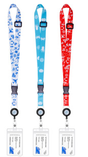 Factory thermal transfer printing easy pull buckle adjustable lanyard ship ticket card tag rope chest card travel badge strap