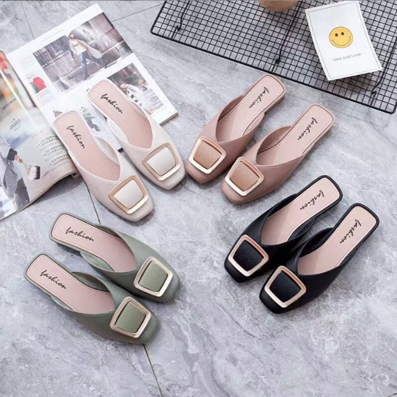 Baotou Half Slippers Women's Summer Wearing Fashionable Internet Popular All-match 2023 New Spring Lazy Shoes Slip-on Slippers Women's Trendy