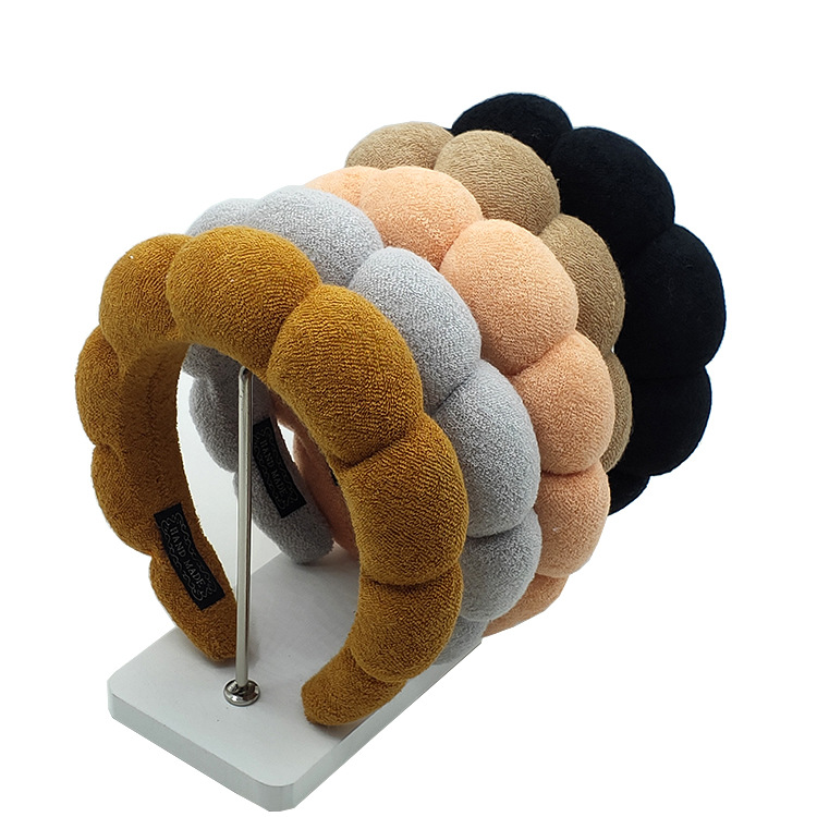 Cross-border Amazon towel cloth sponge twist hair band high Skull top colorful cloud headband female headdress European and American headband