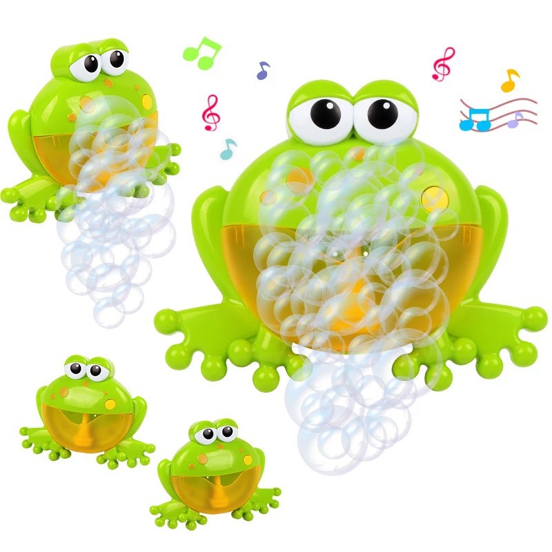 Cross-border frog bubble machine frog automatic bubble spitting music machine baby bathroom bath water toys in stock