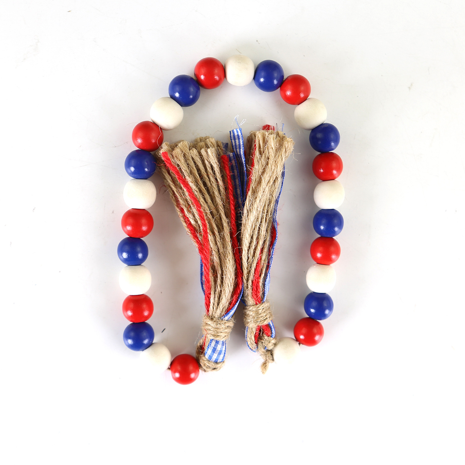 American Independence Day Wooden Beads Double Tassel European and American Popular Home Decoration Pastoral Style New Beads Source Factory