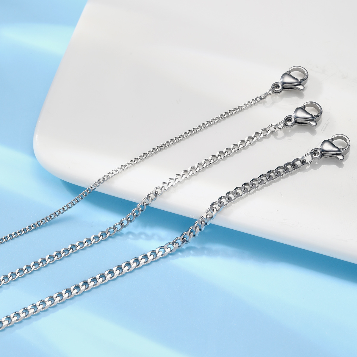 ins style hip hop stacked stainless steel flat chain bracelet men and women sweet cool non-rust Cuban chain bracelet_voghion.com