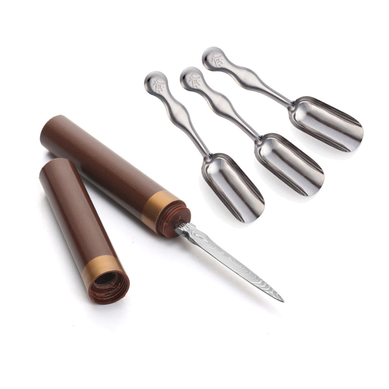 Wholesale stainless steel Pu'er tea knife tea needle Ebony Rosewood pry Tea Needle tea accessories gift printed logo