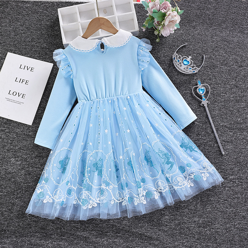 Princess Aisha Skirt Frozen Summer Short-sleeved dress Spring and Autumn Cotton Girls Aisha New Children's Wear