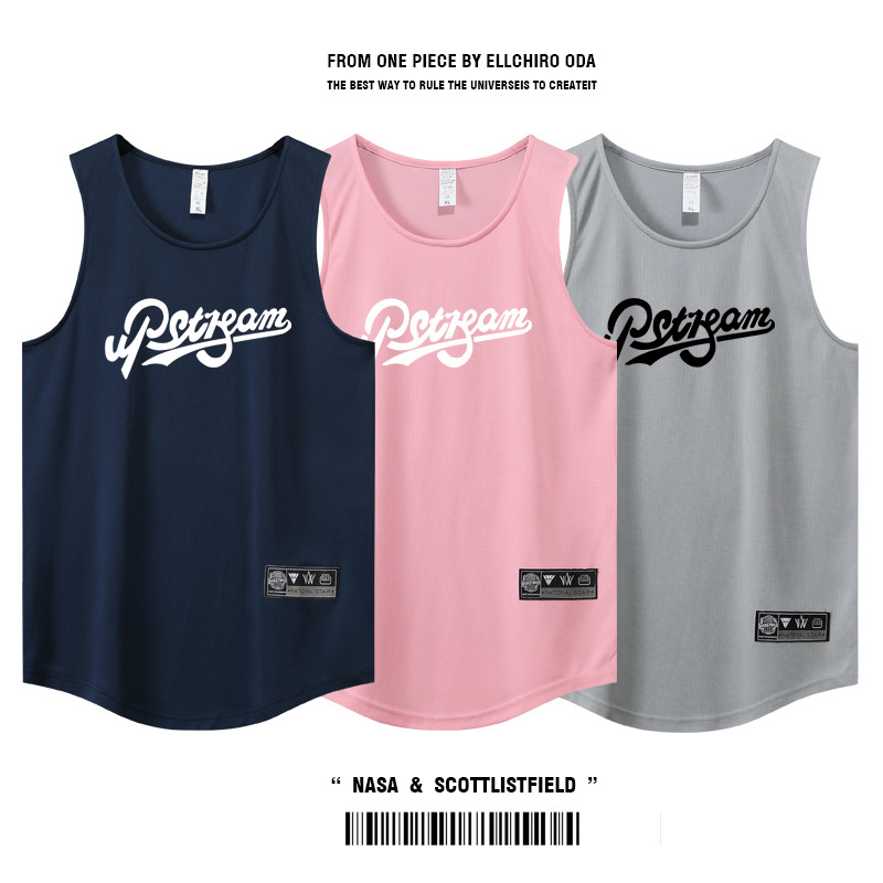 Men's American Sports Vest Narrow Shoulder Training T-shirt Sweat Absorption Sleeveless Curved Hem Jersey Shooting Team Uniform