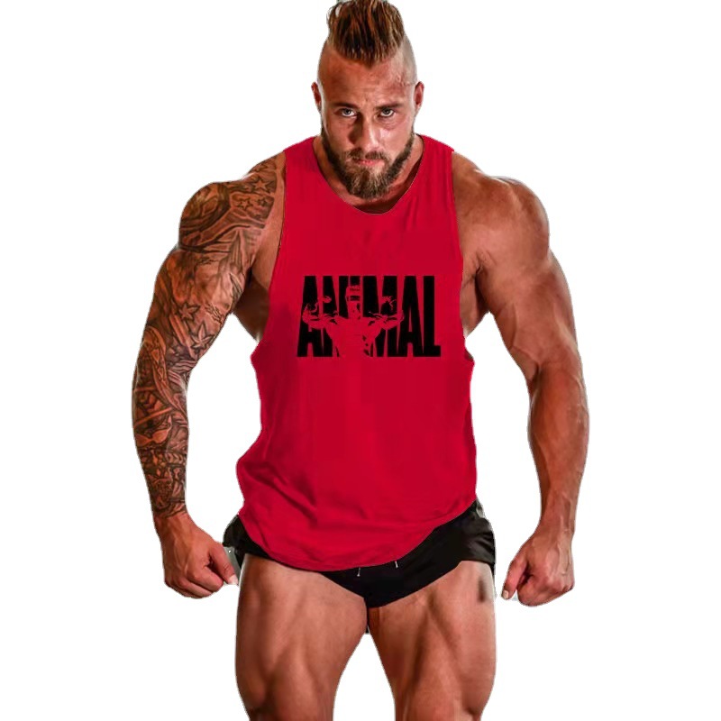 Spring and Summer New Sports Vest Men's Muscle I-shaped Waistcoat Training Sleeveless T-shirt Trendy Men's Casual Loose Fitness Clothes