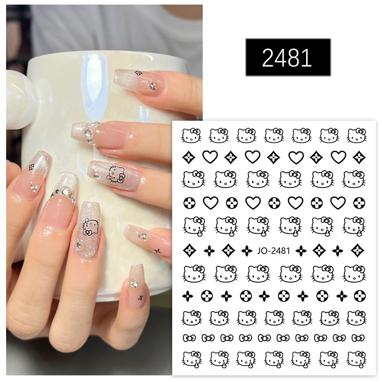 Net red nail art stickers KT cat cute ins wind cartoon stars kitten back glue nail stickers jewelry wholesale