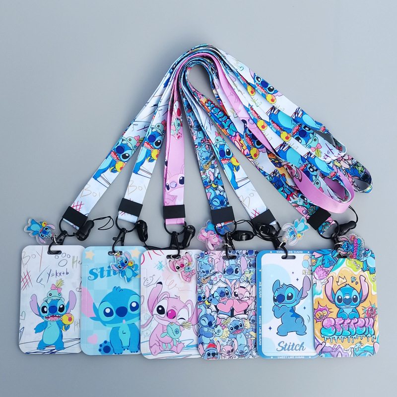 Cartoon Cartoon hard bus push card holder thermal transfer printing student campus card polyester lanyard work card meal card stitch