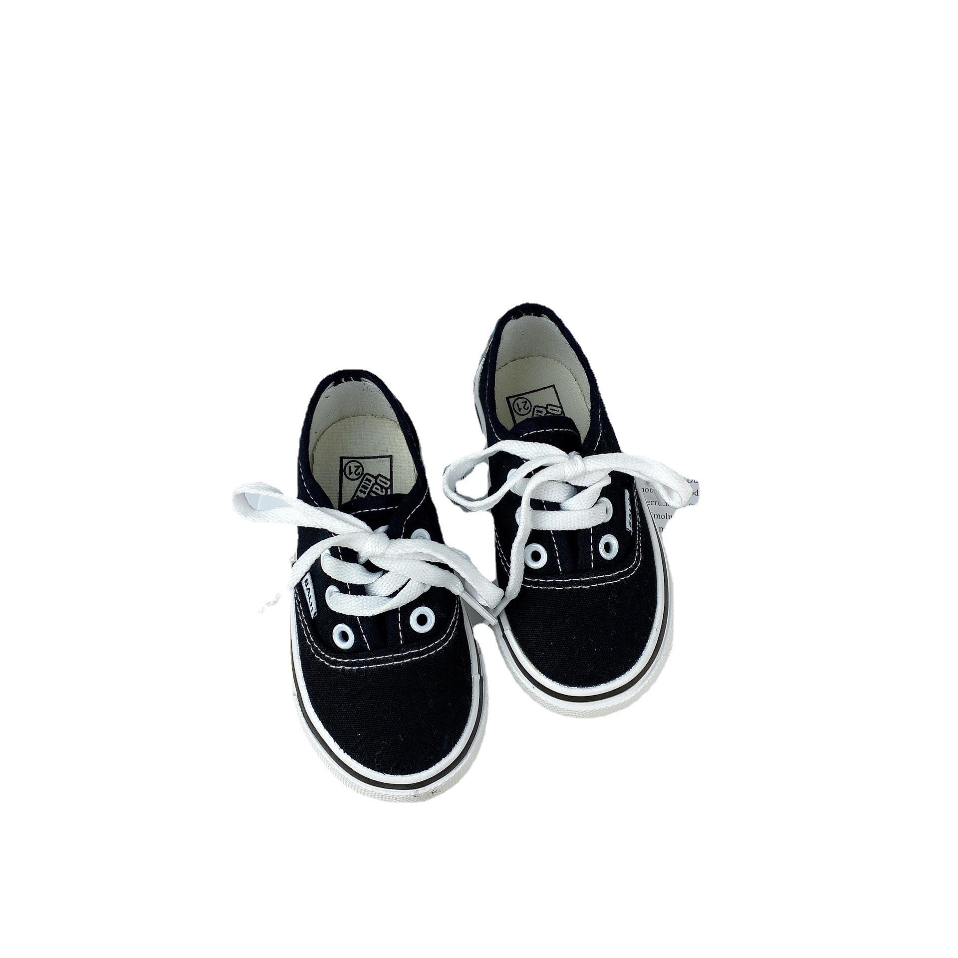 2021 Spring and Summer New Children's Lace-up Canvas Shoes Korean Style Boys and Girls Soft Sole Board Shoes Baby Parent-Child White Shoes