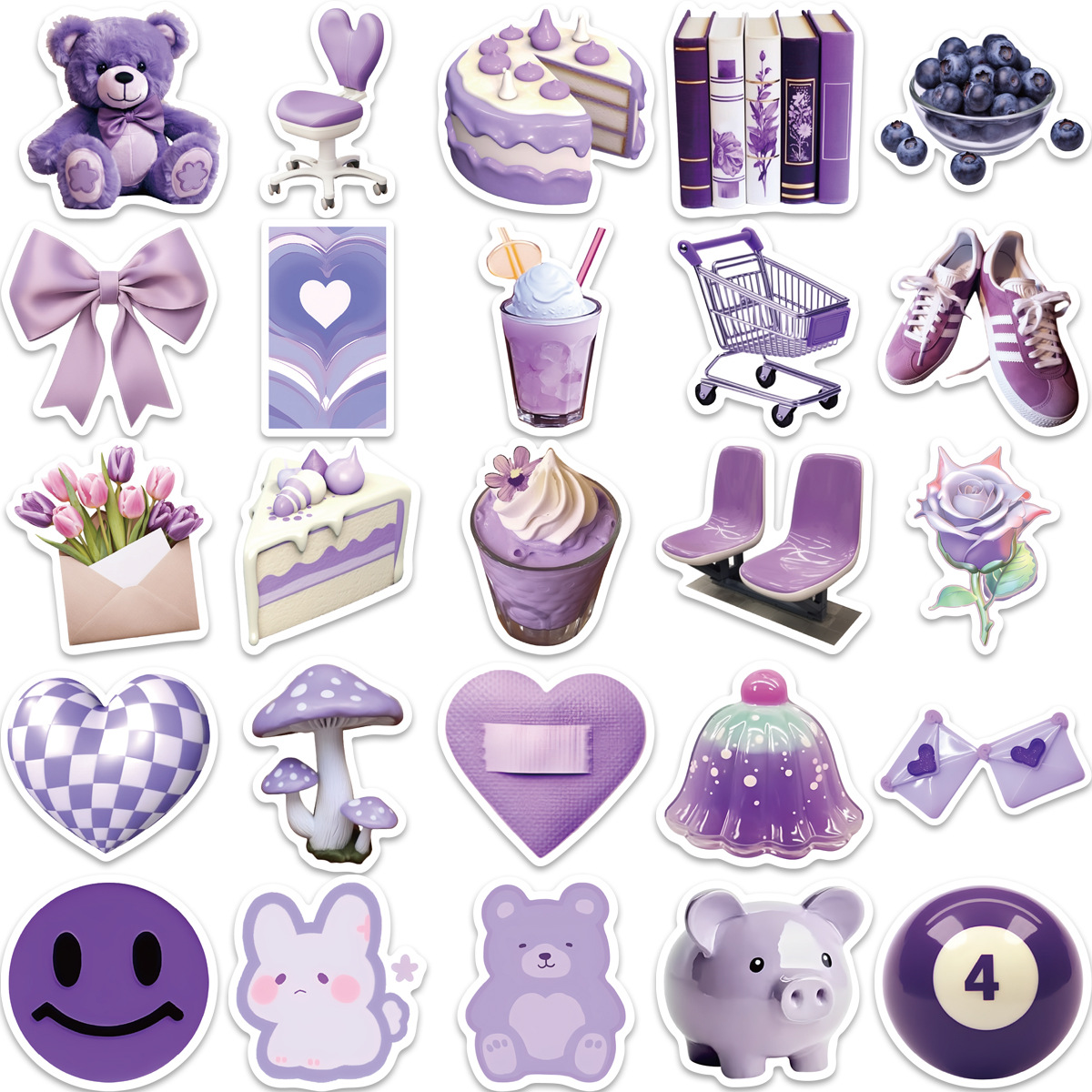 56 cartoon purple simple style graffiti stickers personalized decorative guitar notebook luggage DIY waterproof batch