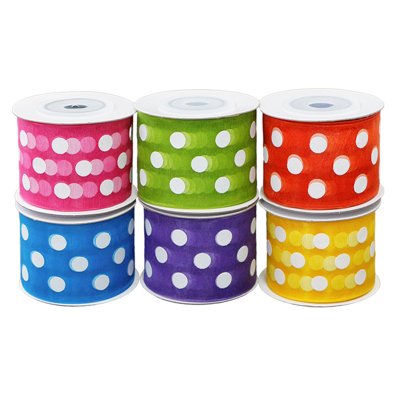 Clothing accessories diy siemis ribbon black thread 3.8cm printed wave stripe dot ribbon woven