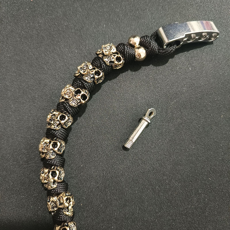 Bracelet - Skull 个性 punk bracelet, men's retro survival handmade woven parachute cord bracelet