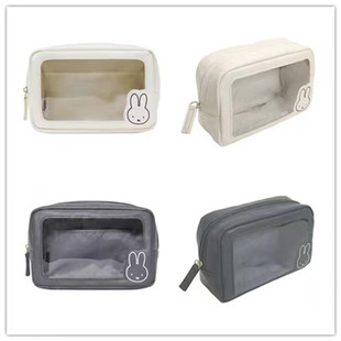 In Stock Japanese Mifei Translucent Cartoon Cosmetic Bag Women's Large Capacity Waterproof Portable Travel Wash Storage Bag