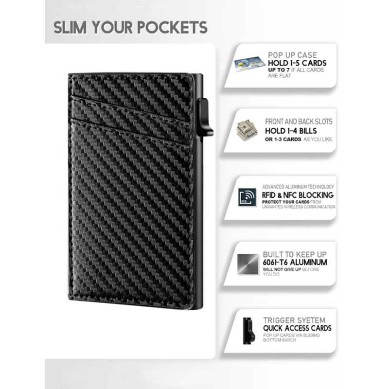 Metal card holder foreign trade Men's RFID anti-theft brush European and American Amazon metal aluminum alloy card holder multi-card slot wallet