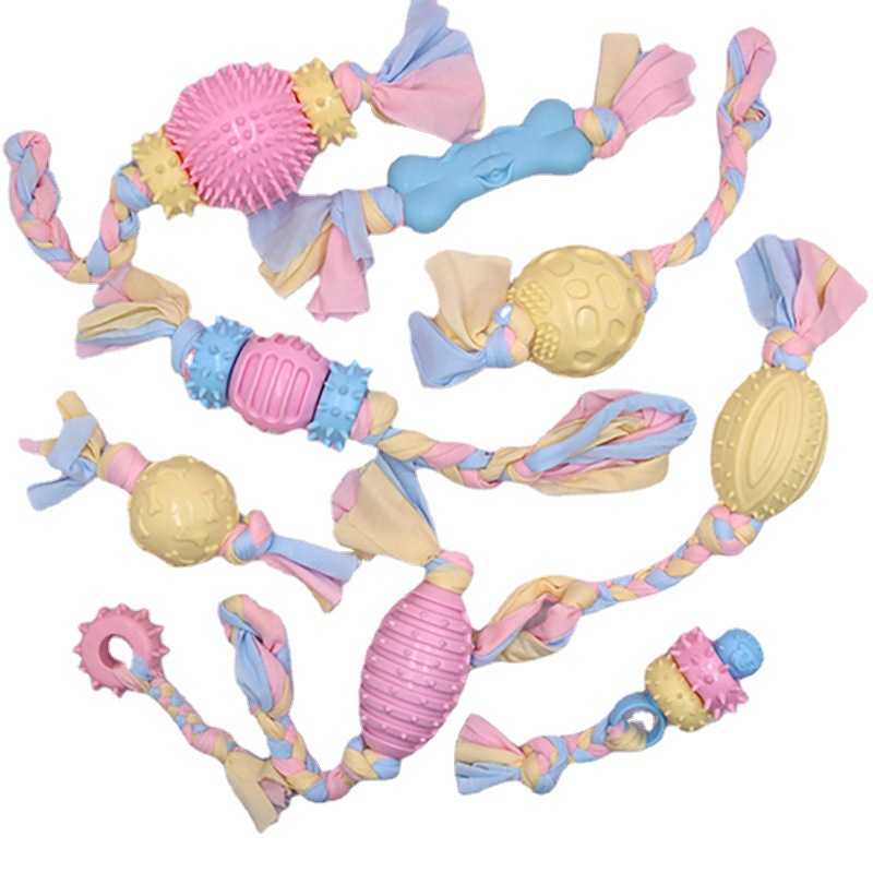 Pet toys wholesale TPR material dog molars toys bite puppy cotton toys small and medium dog teeth cleaning