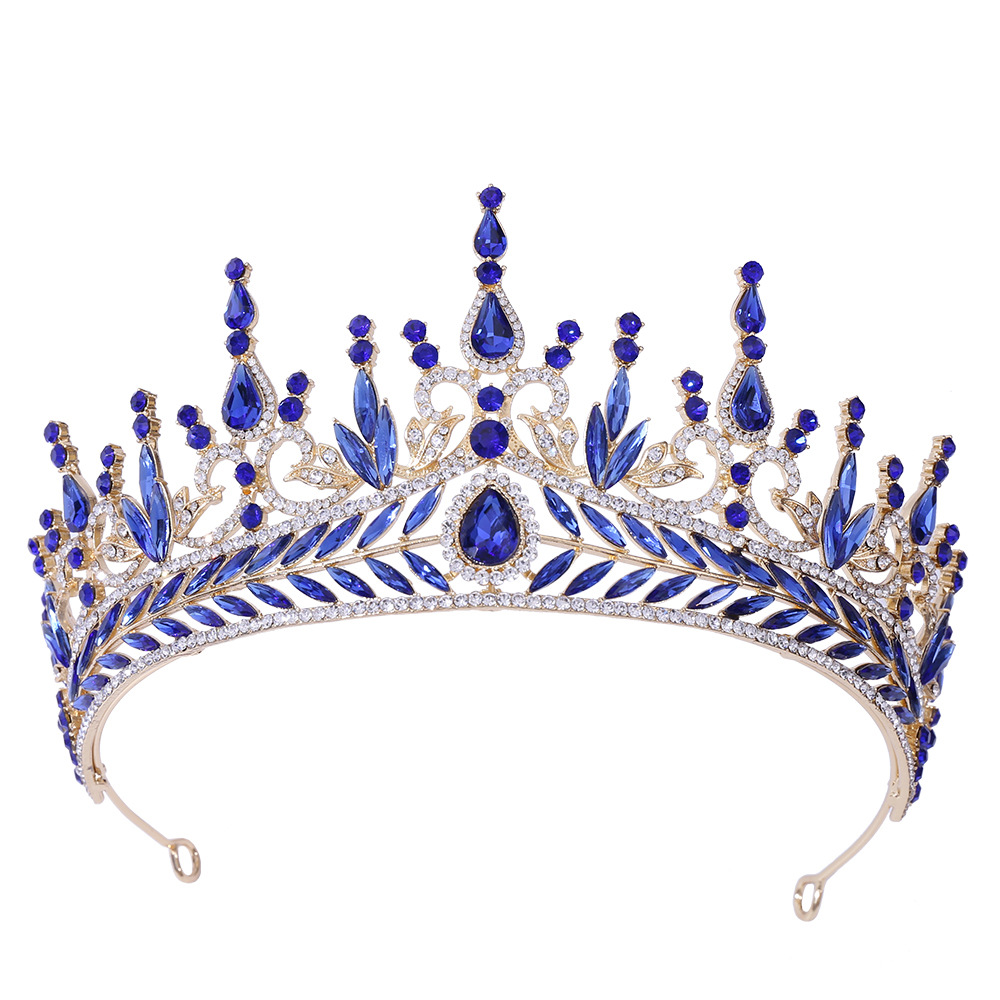 New European and American wedding headbands, luxury crystal-encrusted red baroque bridal crown, hair accessories crown