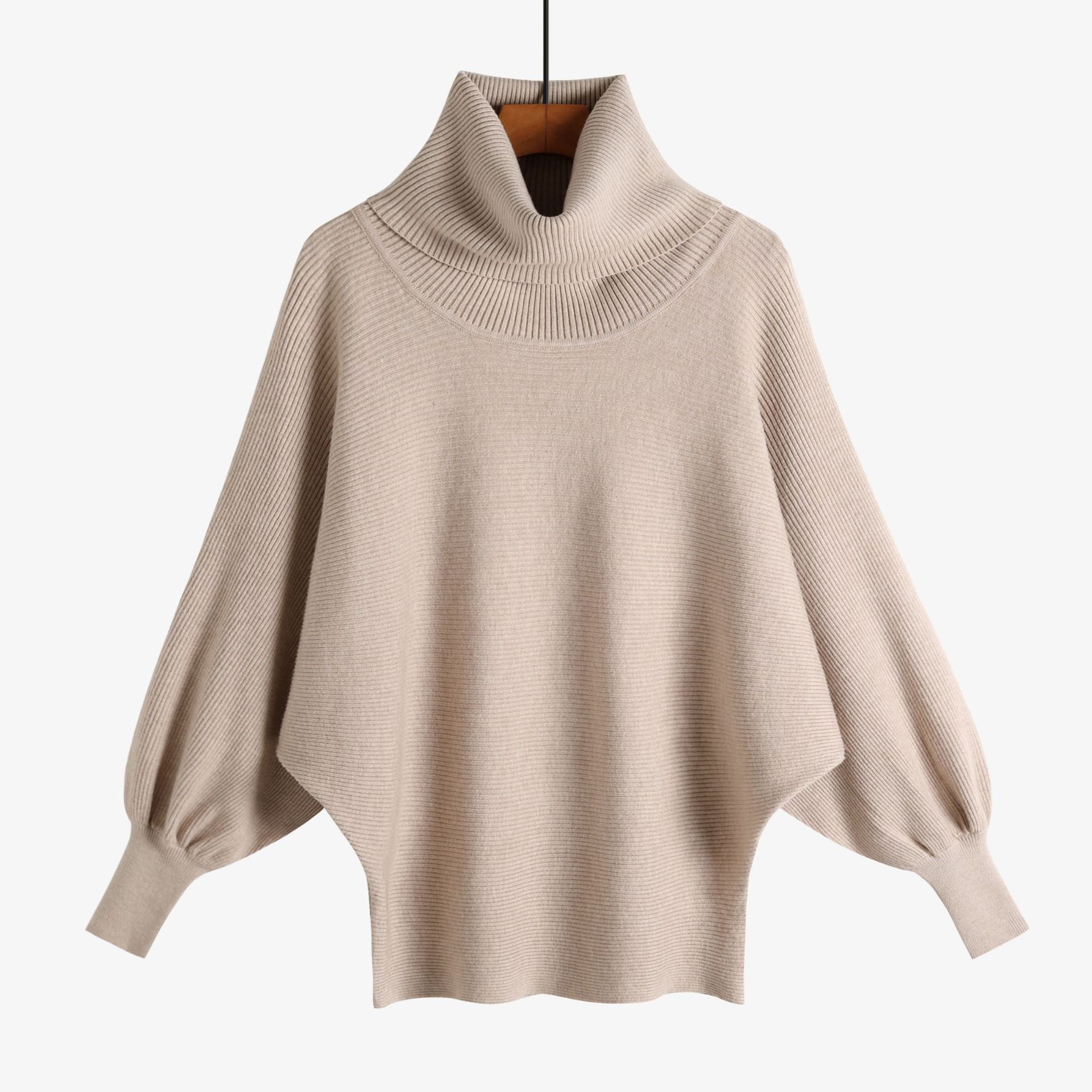 2023 cross-border Amazon autumn and winter New Loose Women's irregular lantern sleeve plus size batwing shirt pile collar sweater